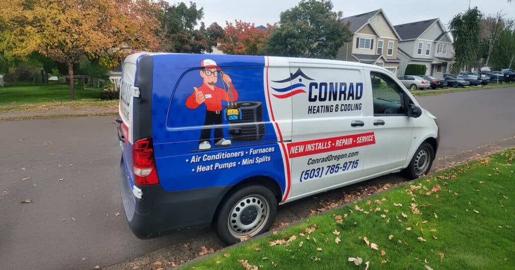Conrad truck parked outside home